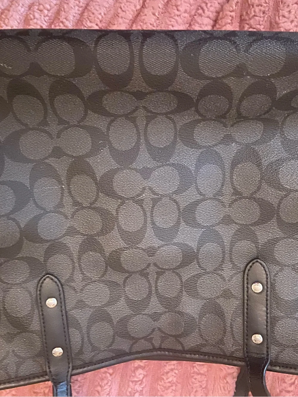 Coach Black Signature Monogram Tote